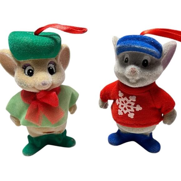 Vintage Miss Bianca and Bernard The Rescuers Felted Christmas Tree Ornaments - Picture 1 of 3